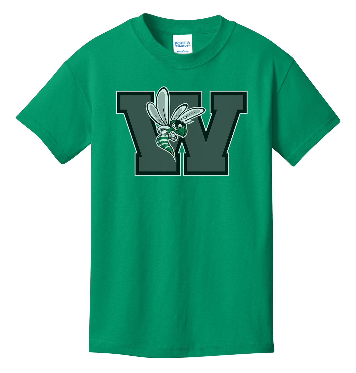 Williamston - Grey - W - Hornet Mascot - Port and Co - Heat Transferred - Youth T-Shirt