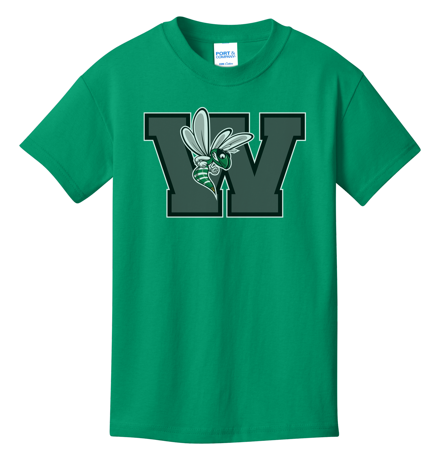 Williamston - Grey - W - Hornet Mascot - Port and Co - Heat Transferred - Adult T-Shirt