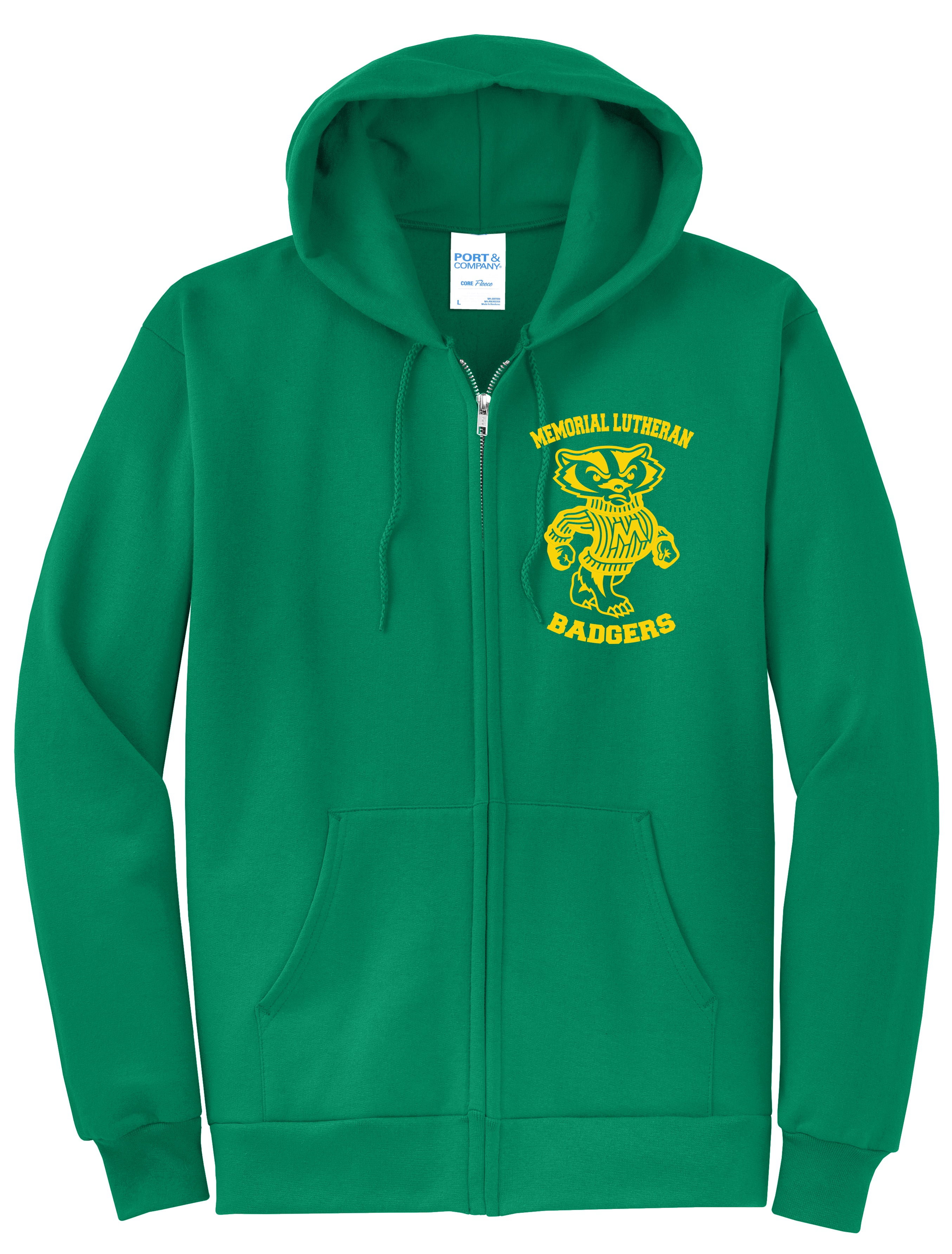 Memorial Lutheran Badgers  - Zip Up Hoodie