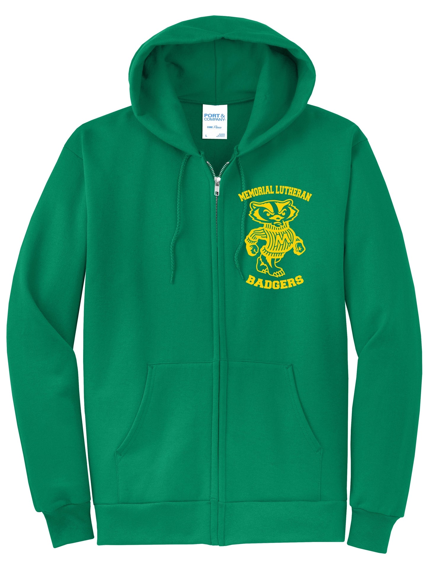 Memorial Lutheran Badgers - Zip Up Hoodie