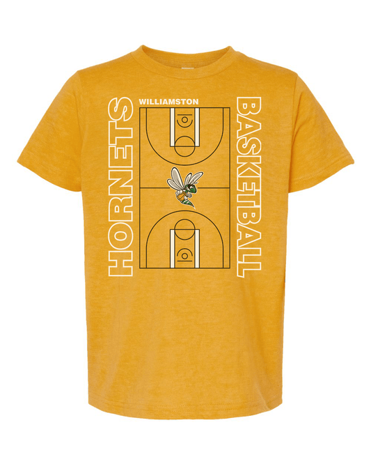 Hornets Williamston Basketball Court - Tultex - Heat Transferred - Youth T-Shirt