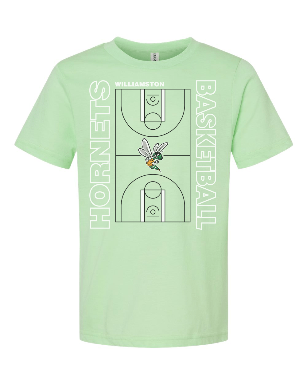 Hornets Williamston Basketball Court - Tultex - Heat Transferred - Adult T-Shirt