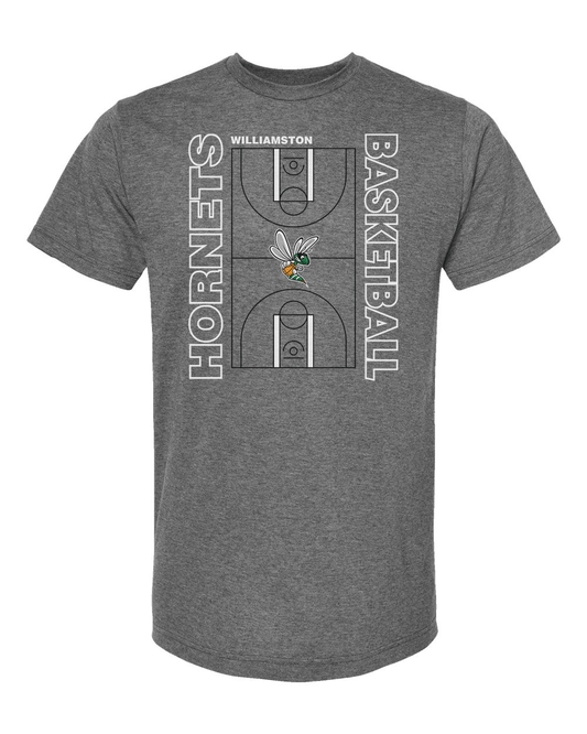Hornets Williamston Basketball Court - Tultex - Heat Transferred - Adult T-Shirt