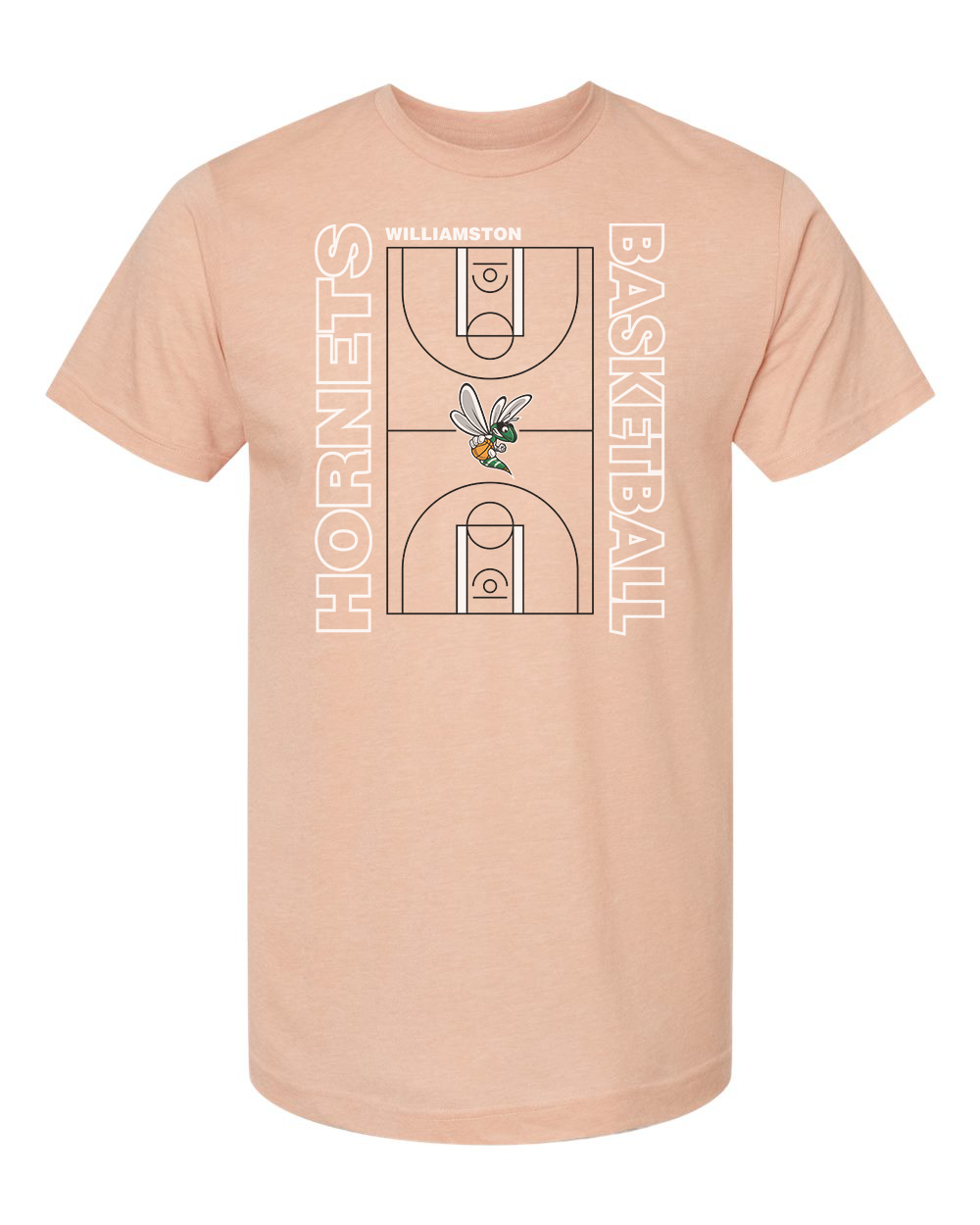 Hornets Williamston Basketball Court - Tultex - Heat Transferred - Youth T-Shirt