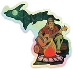 Sasquatch Campfire- Michigan - Waterproof Sticker 3