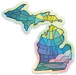 Stained Glass - Sea - Michigan - Waterproof Sticker 3