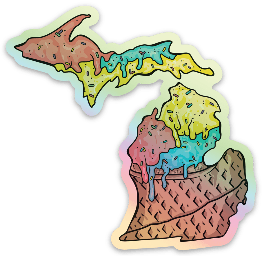 Superman Ice Cream - Michigan - Waterproof Sticker 3" X 3"