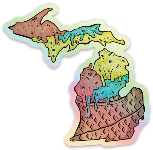 Superman Ice Cream - Michigan - Waterproof Sticker 3" X 3"