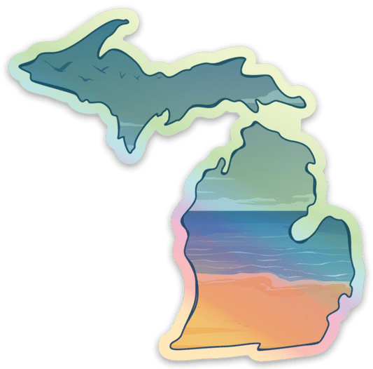 Beach - Michigan - Waterproof Sticker 3" X 3"