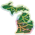 Christmas Tree - Snowy - Michigan - Waterproof Sticker 3