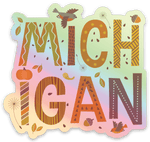 Fall 'Michigan' - Word - Waterproof Sticker 3