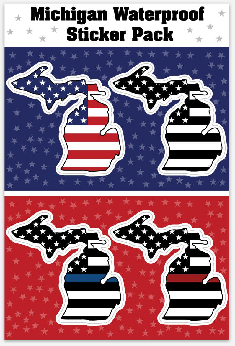 American Flag Michigan - Waterproof Sticker Sheet