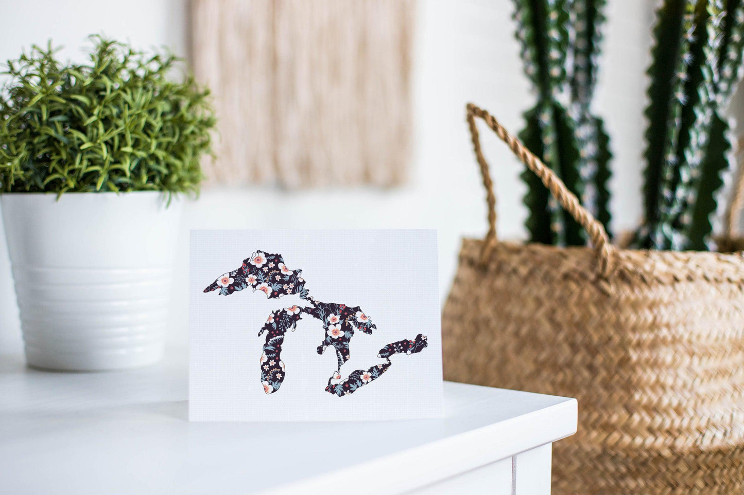 Apple Blossom - Black - Great Lakes Greeting Card