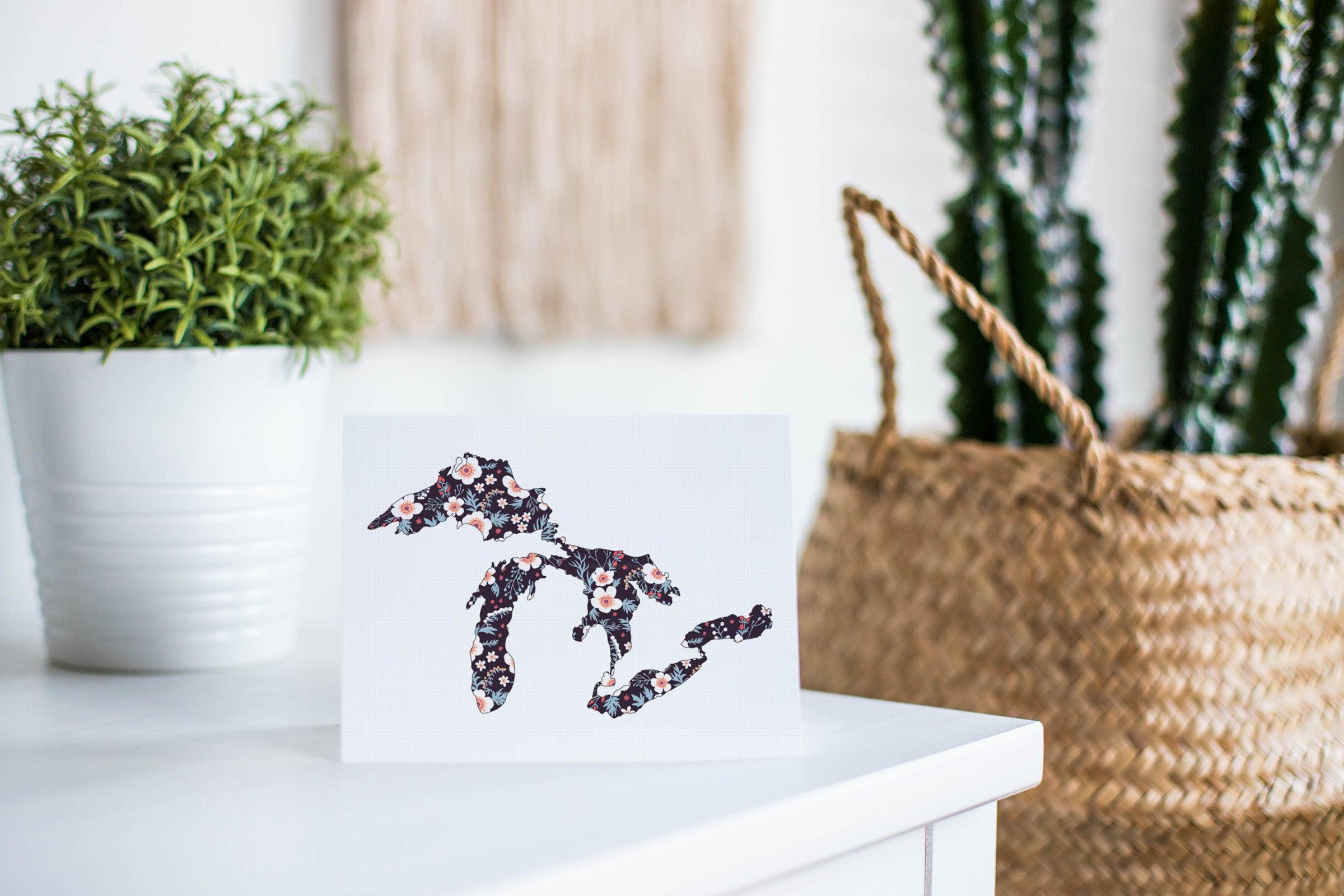 Apple Blossom - Black - Great Lakes Greeting Card