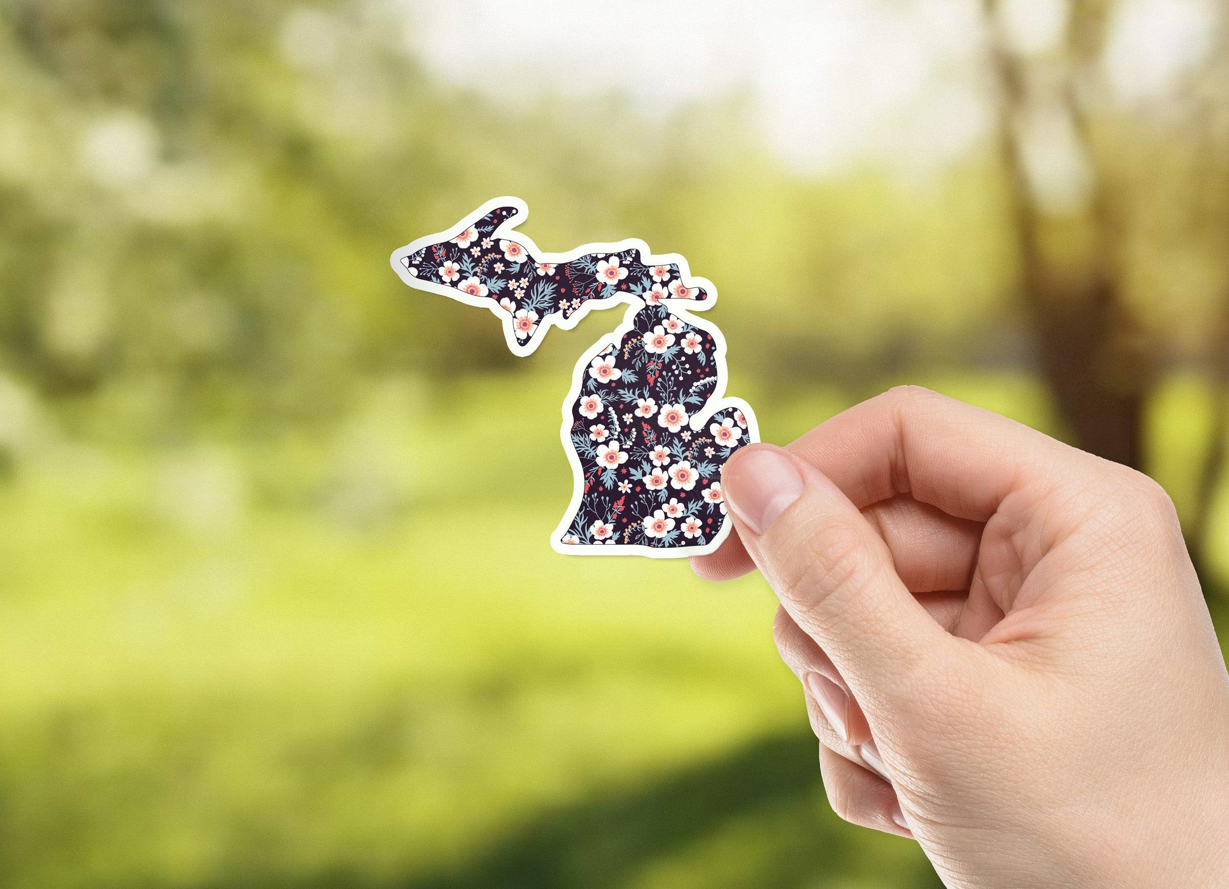 Apple Blossom - Black - Michigan Waterproof Sticker (3" X 3")