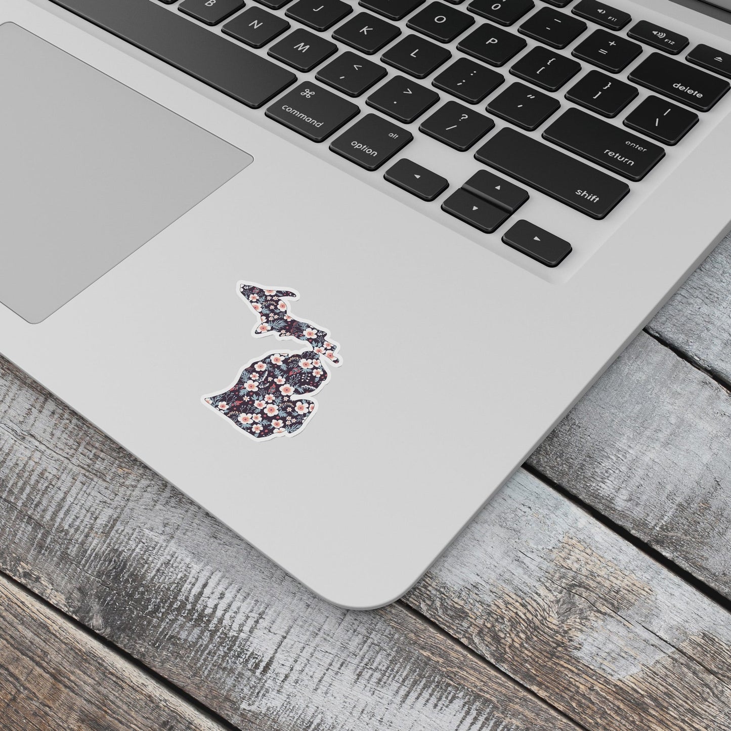 Apple Blossom - Black - Michigan - Waterproof Sticker 3" X 3"