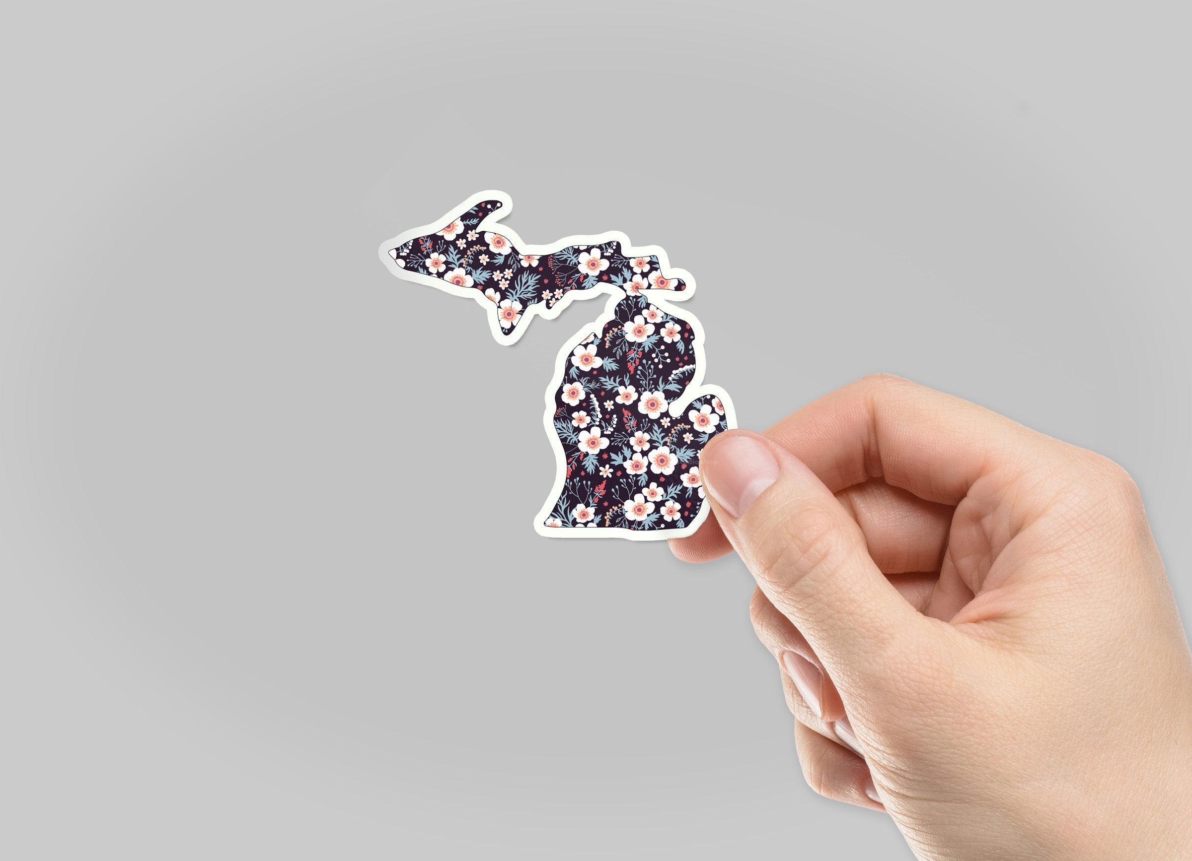 Apple Blossom - Black - Michigan Waterproof Sticker (3" X 3")