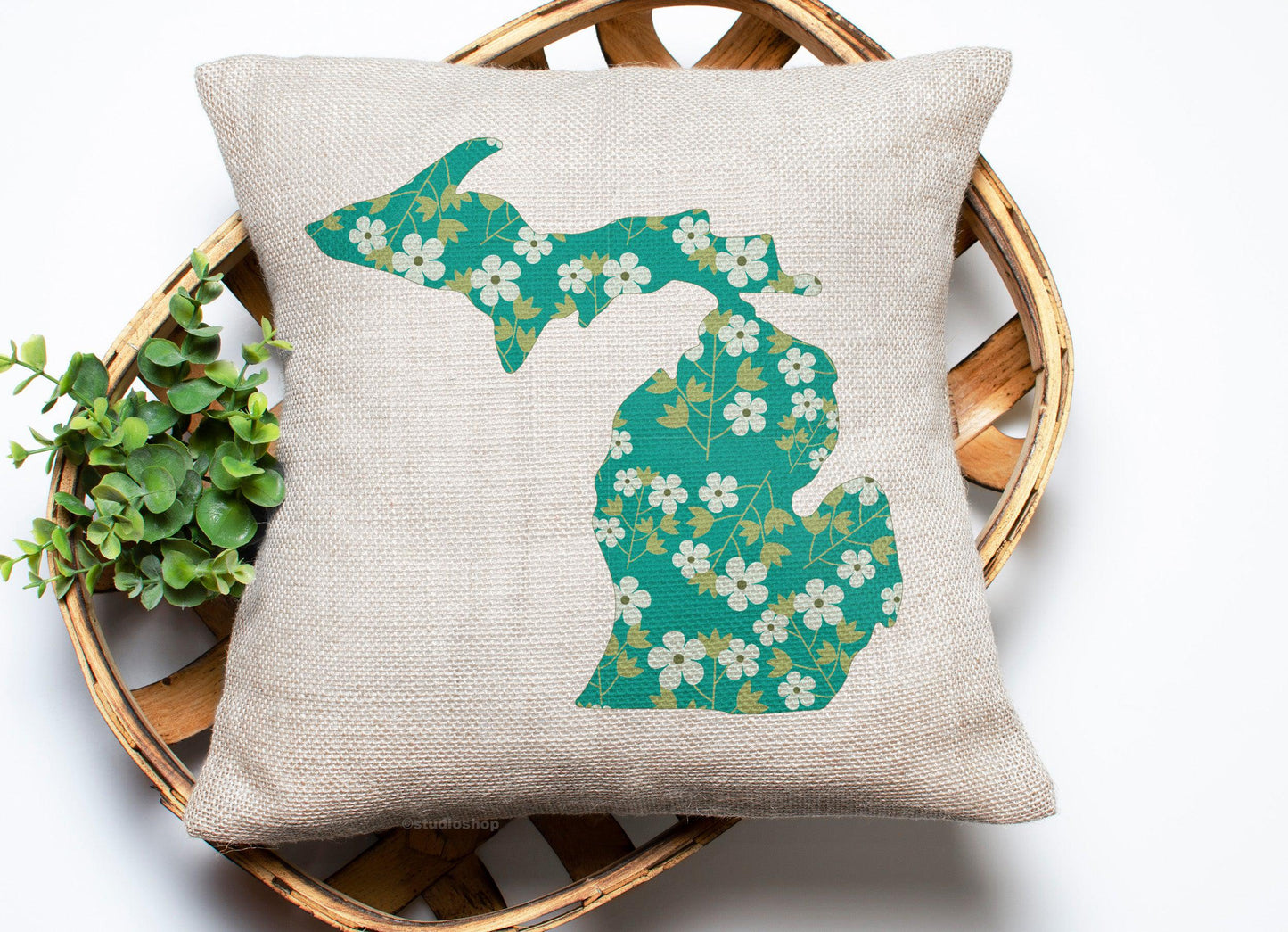 Apple Blossom - Green - Michigan Pillow