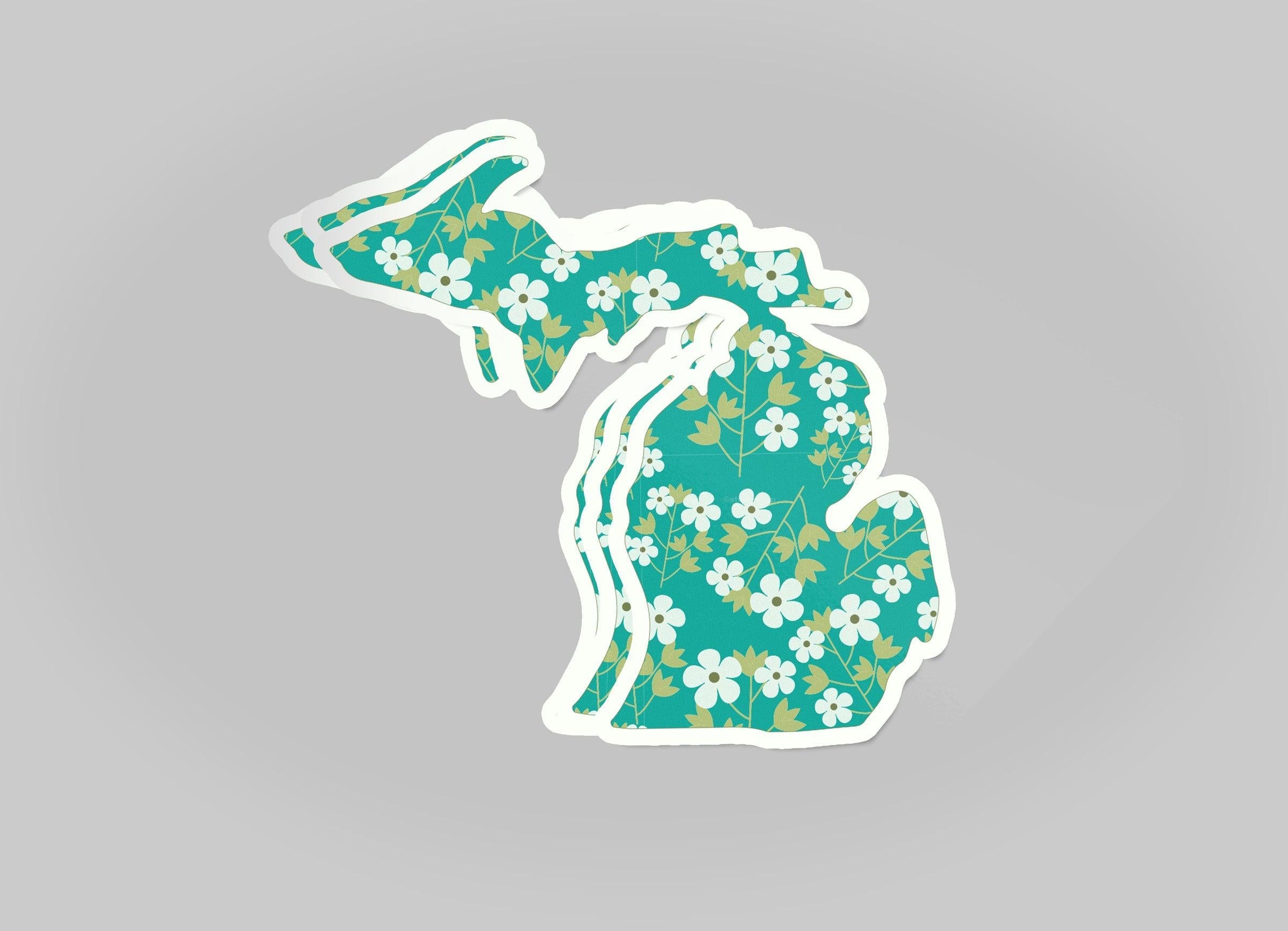 Apple Blossom - Green - Michigan Waterproof Sticker (3" X 3")