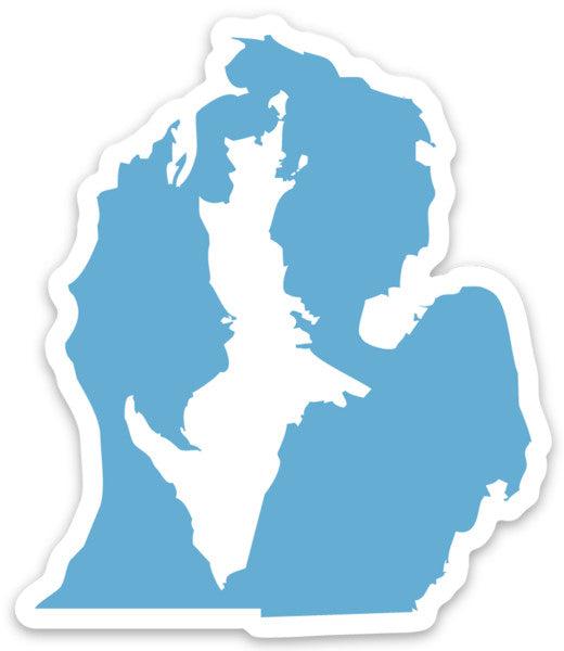 Blue Michigan Up Inside Lp Waterproof Sticker (3" X 3")
