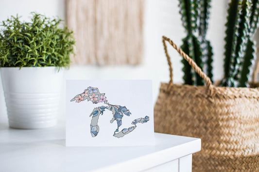 Branch Floral - Gray - Great Lakes - Greeting Card