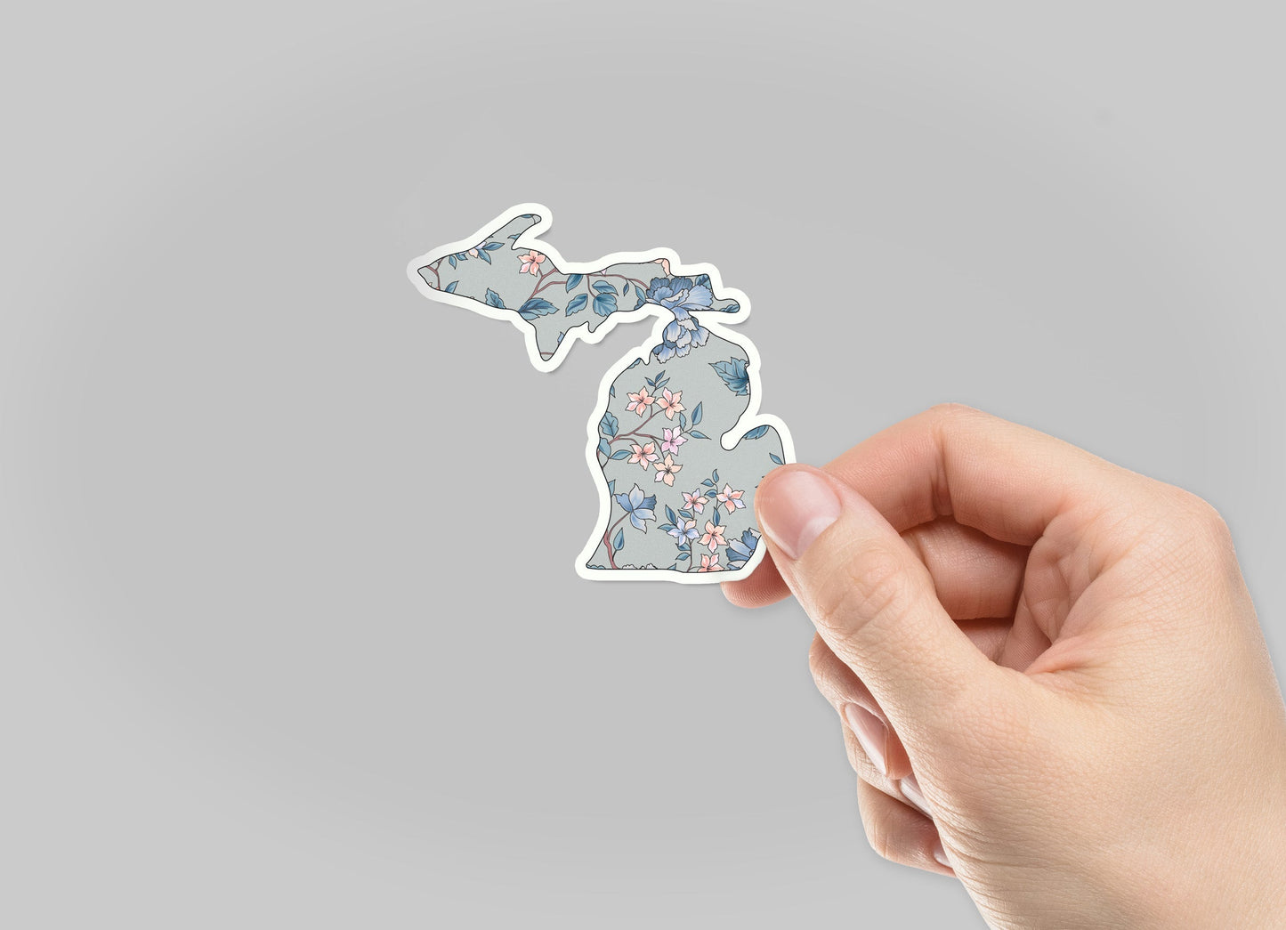 Branch Floral -Gray - Michigan Waterproof Sticker (3" X 3")