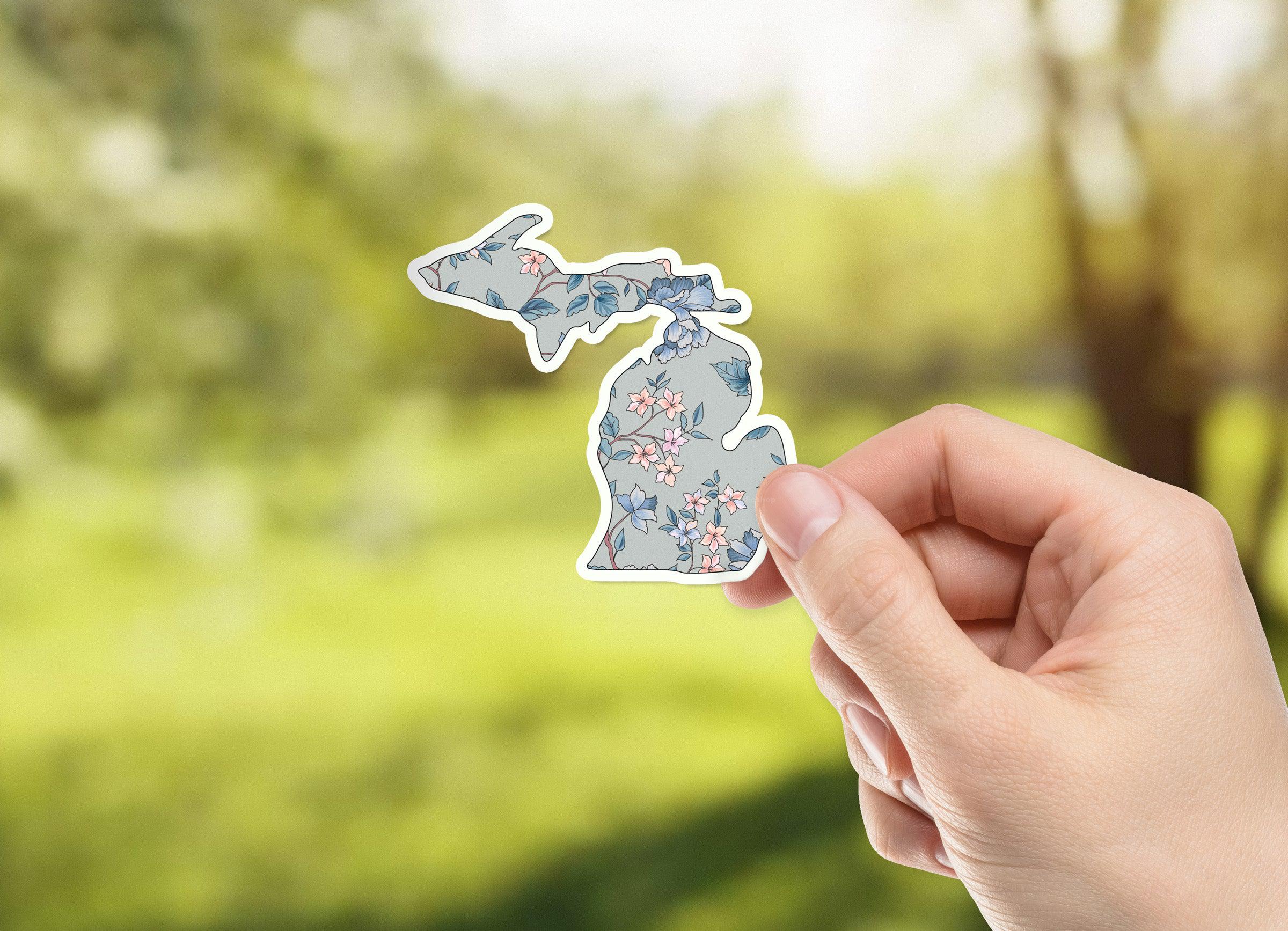 Branch Floral -Gray - Michigan Waterproof Sticker (3" X 3")