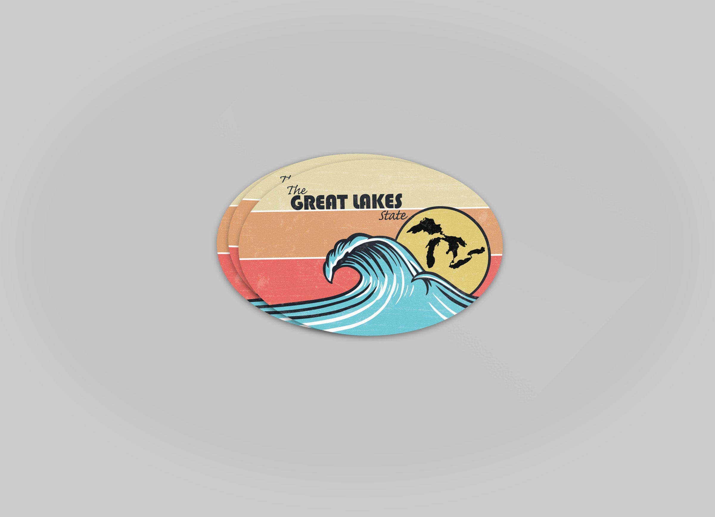 Great Lakes Wave Oval Waterproof Sticker (3" X 2")