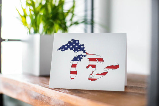 Great Lakes American Flag Greeting Card