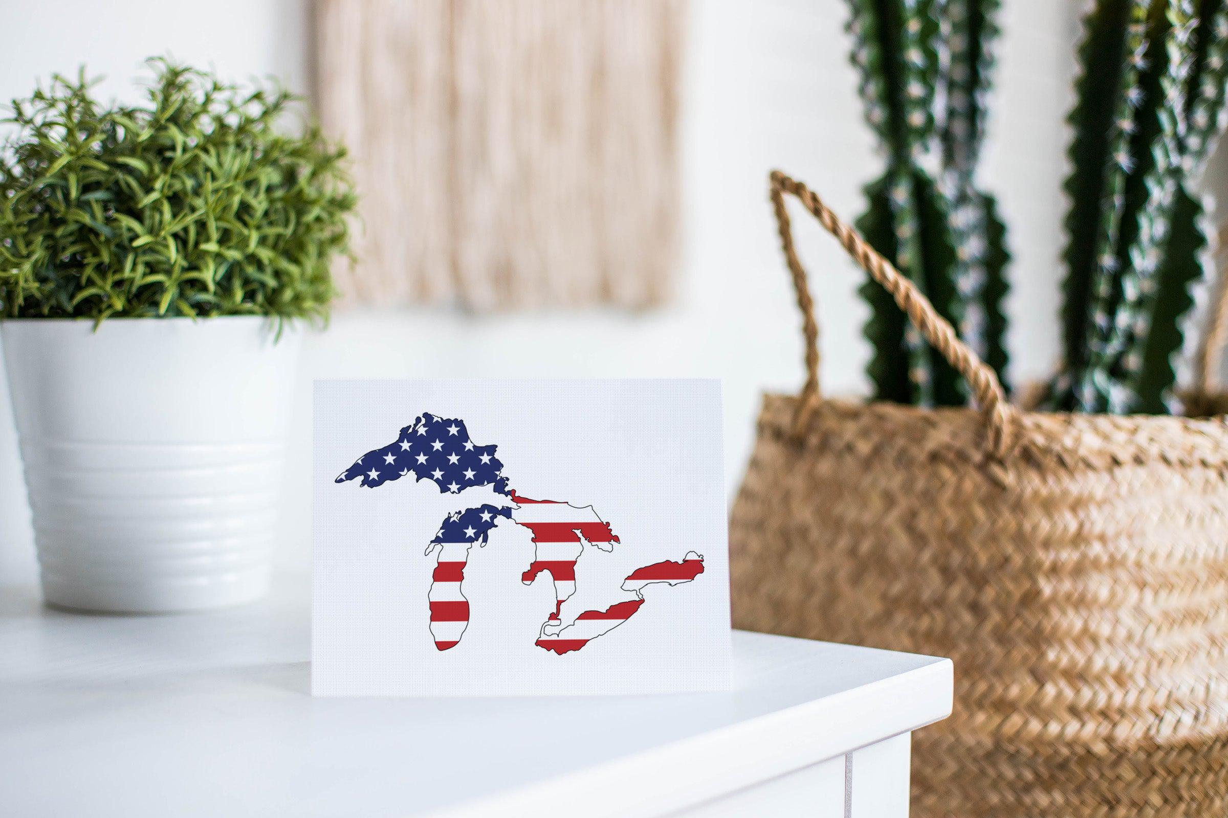 Great Lakes American Flag Greeting Card