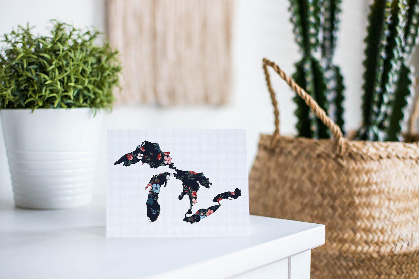 Great Lakes Black Floral Greeting Card