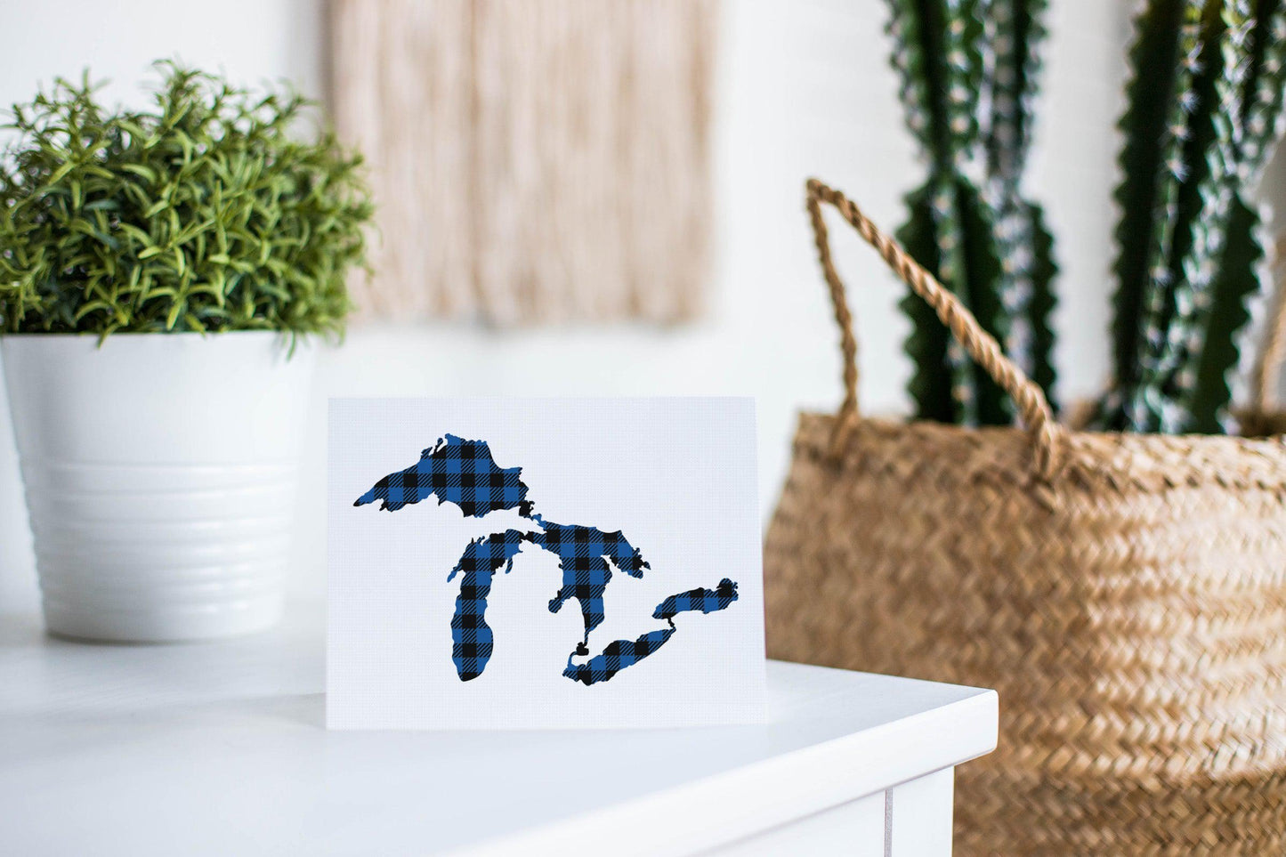 Great Lakes Blue Plaid Greeting Card
