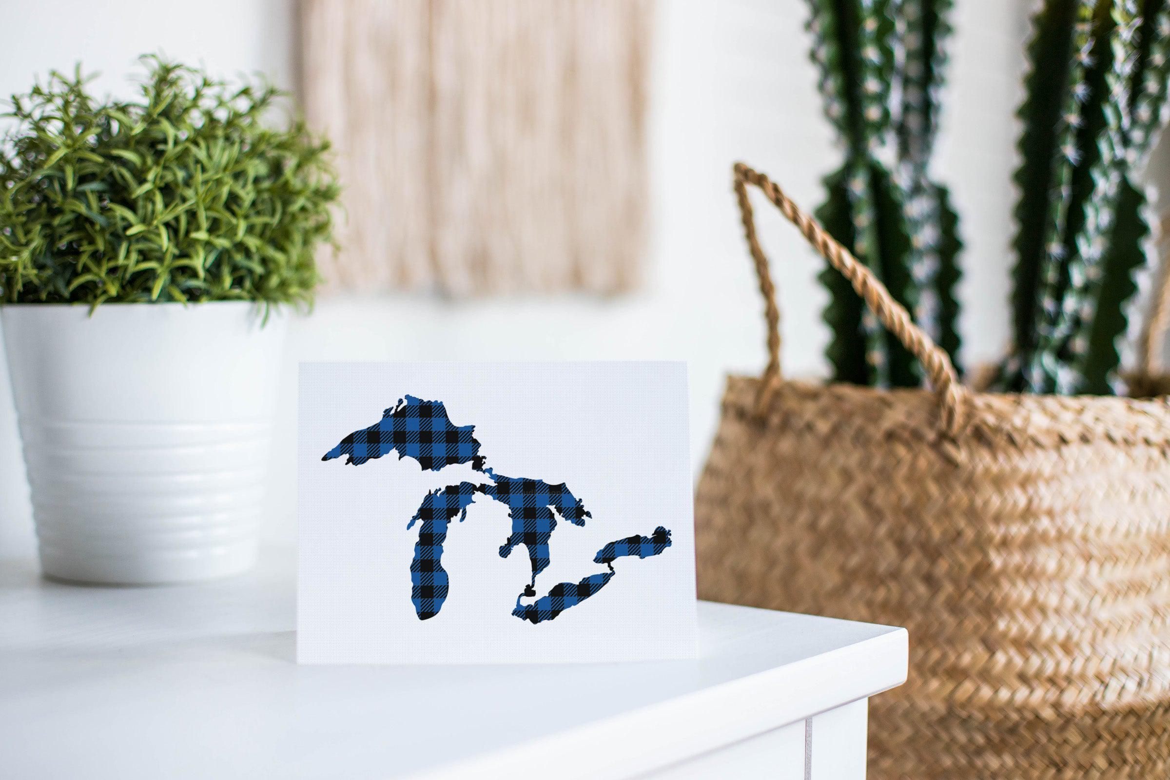 Great Lakes Blue Plaid Greeting Card