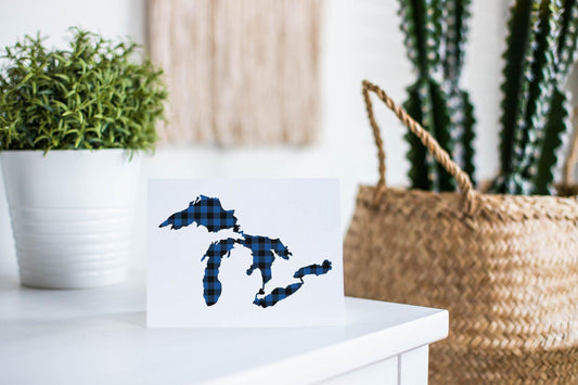 Great Lakes Blue Plaid Greeting Card