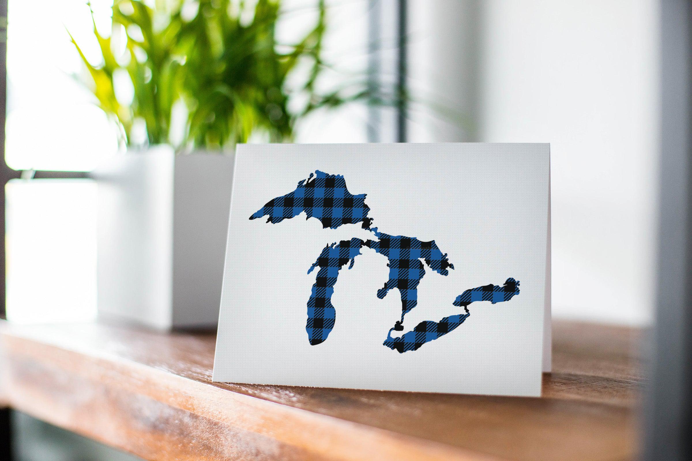 Great Lakes Blue Plaid Greeting Card