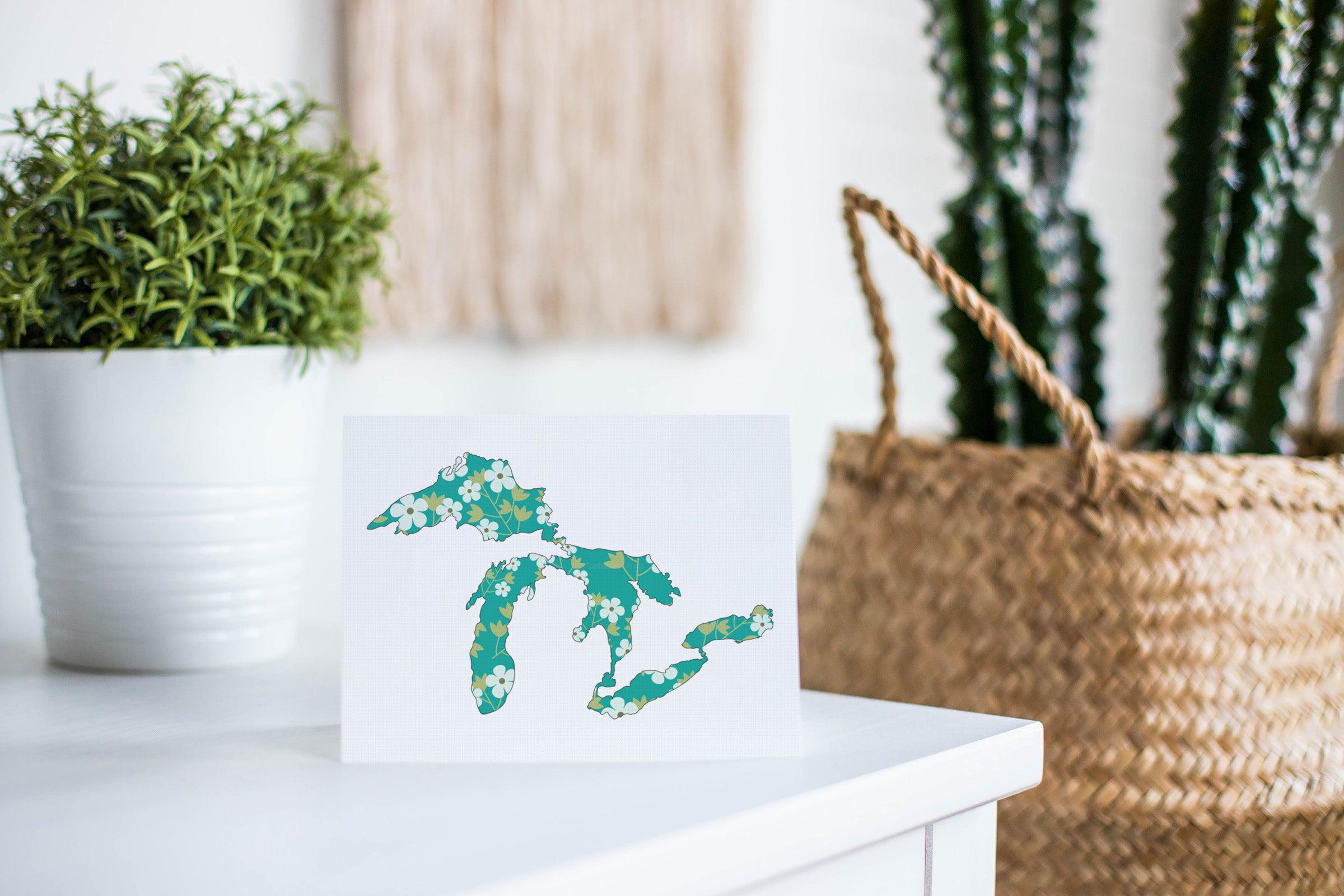 Great Lakes Coral Floral Greeting Card