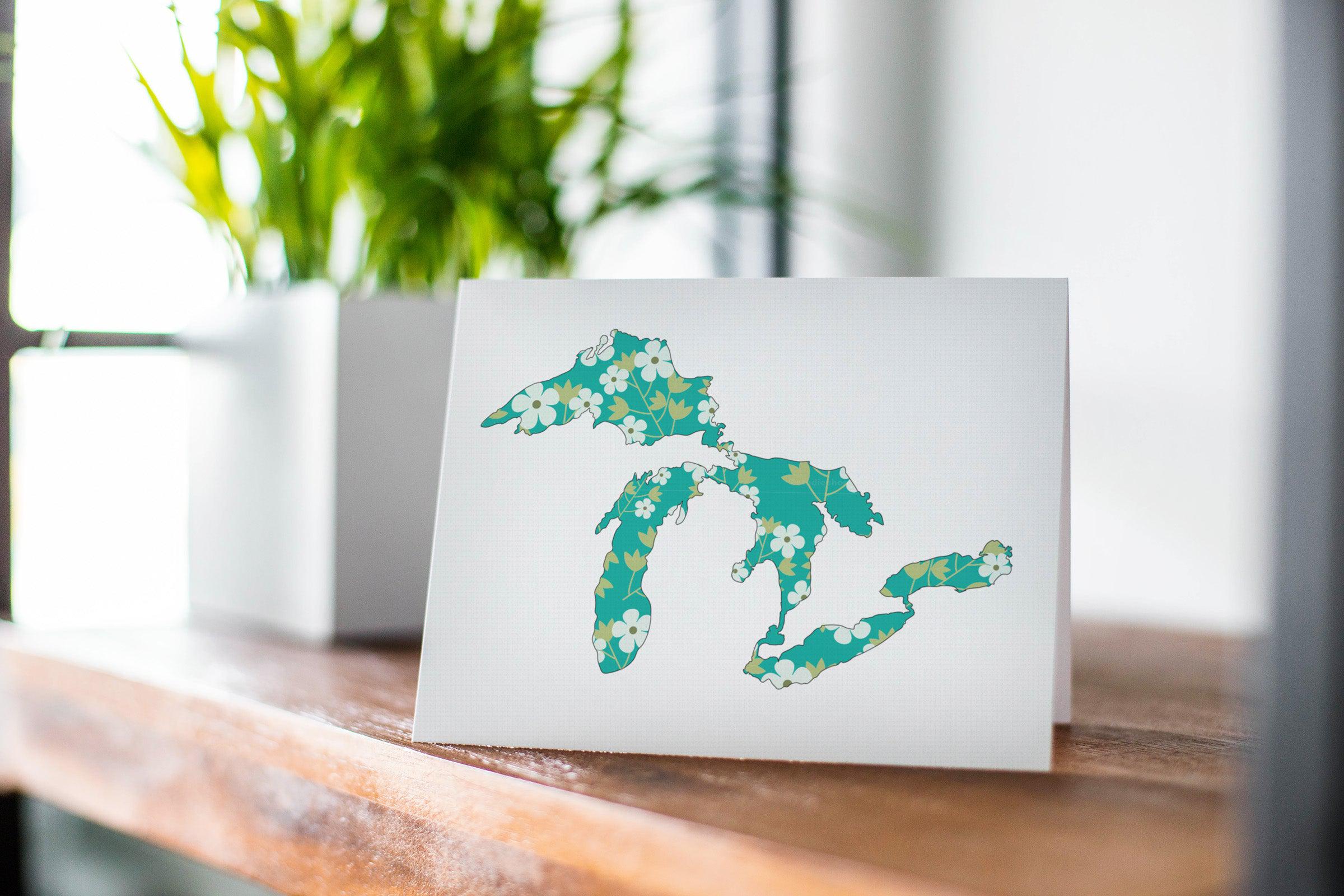 Great Lakes Coral Floral Greeting Card