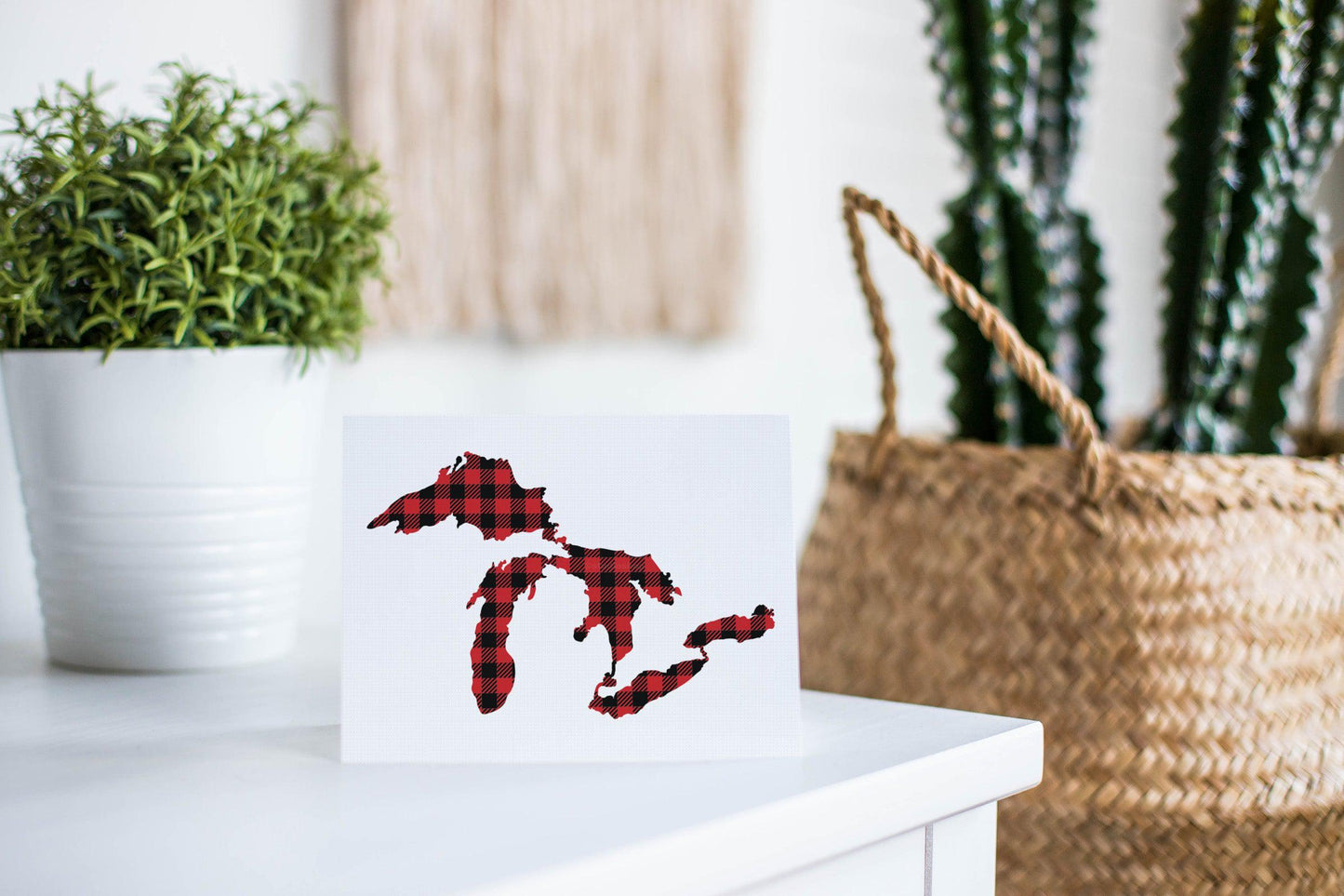 Great Lakes Red Plaid Greeting Card