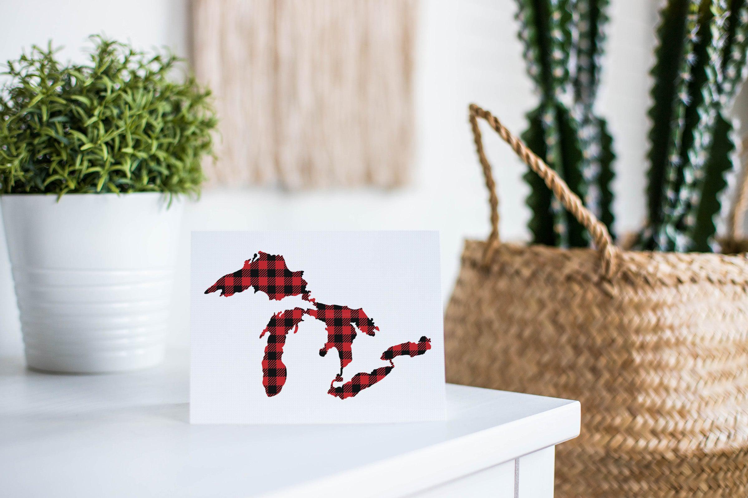 Great Lakes Red Plaid Greeting Card