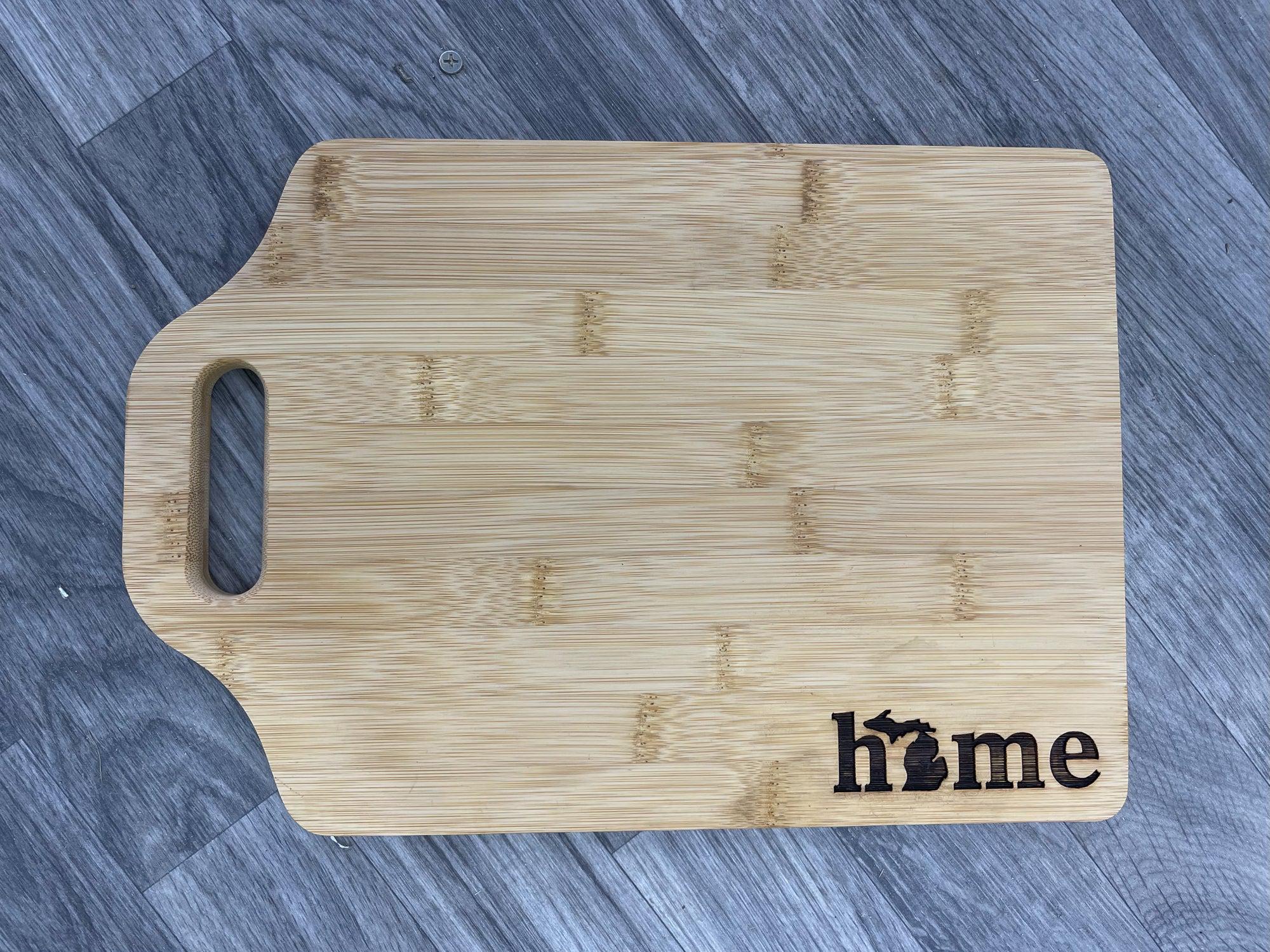 "Home" Michigan Medium Wooden Engraved Cutting Board