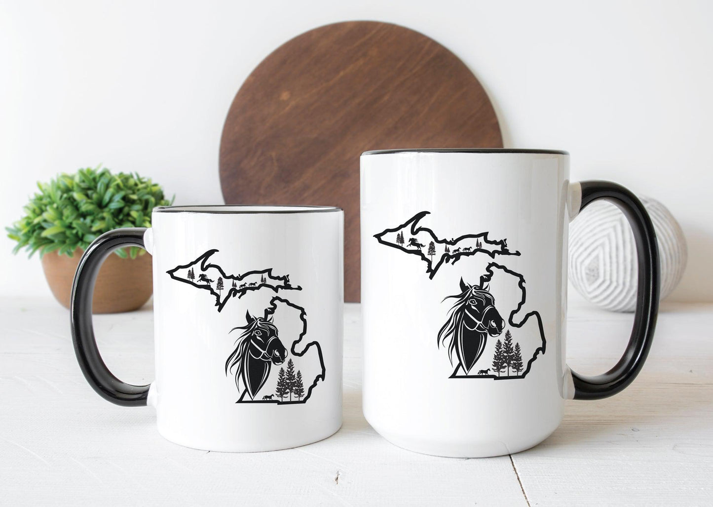 Horse - Outline - Michigan - Mug