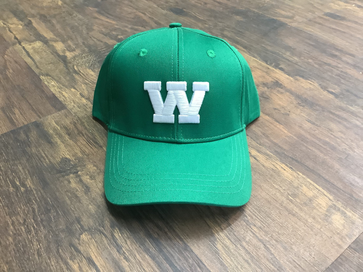 "W" Raised Embroidered Green Hat