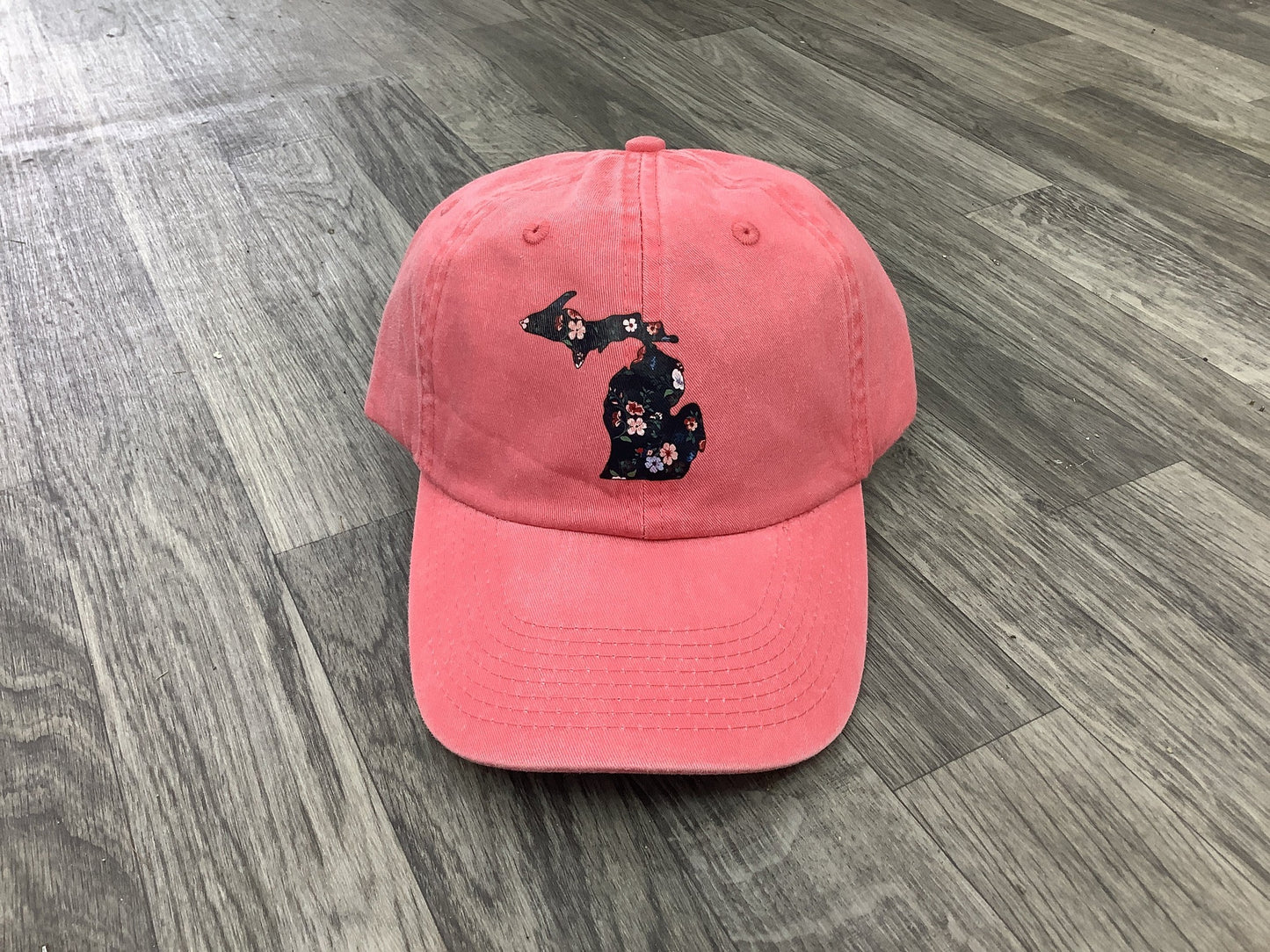 Black Floral - Michigan - Coral - Pressed Hat