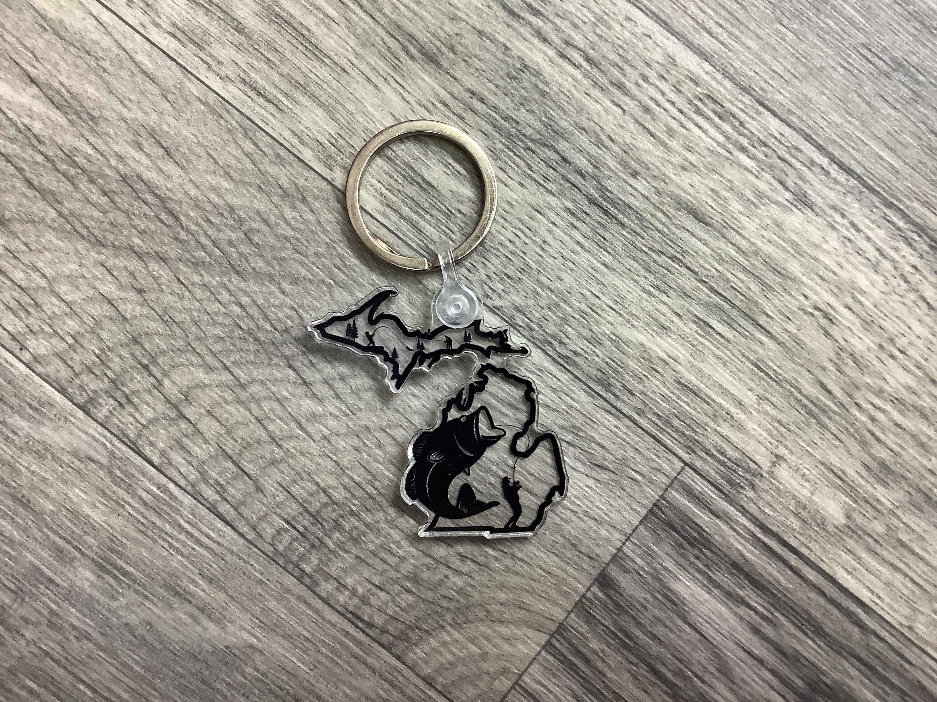 Fishing - Outline - Michigan - Acrylic Keychain