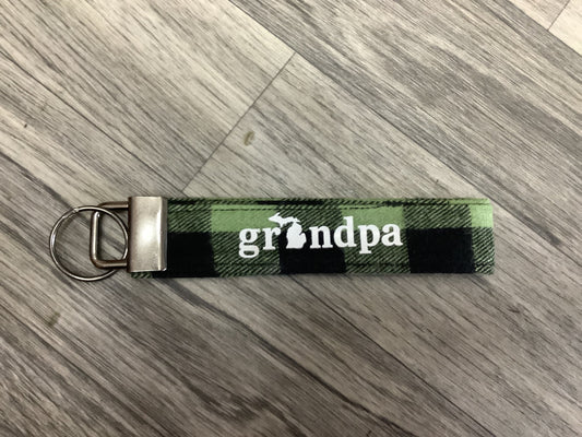 Green Plaid Cloth Fob Keychain
