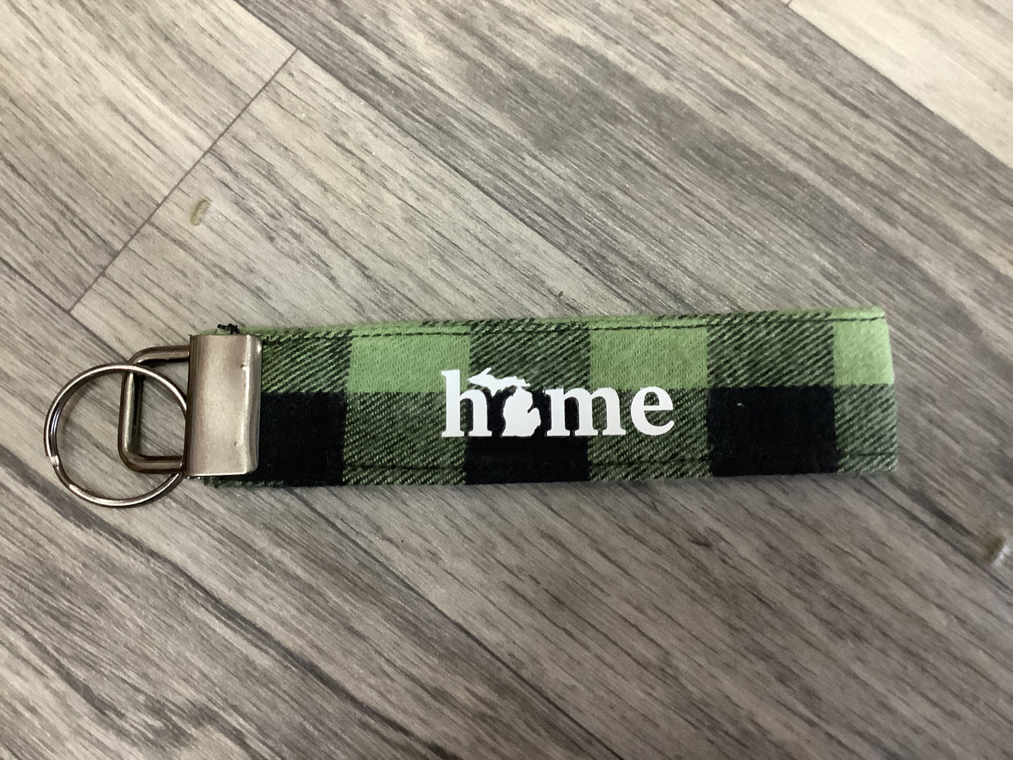 Green Plaid Cloth Fob Keychain