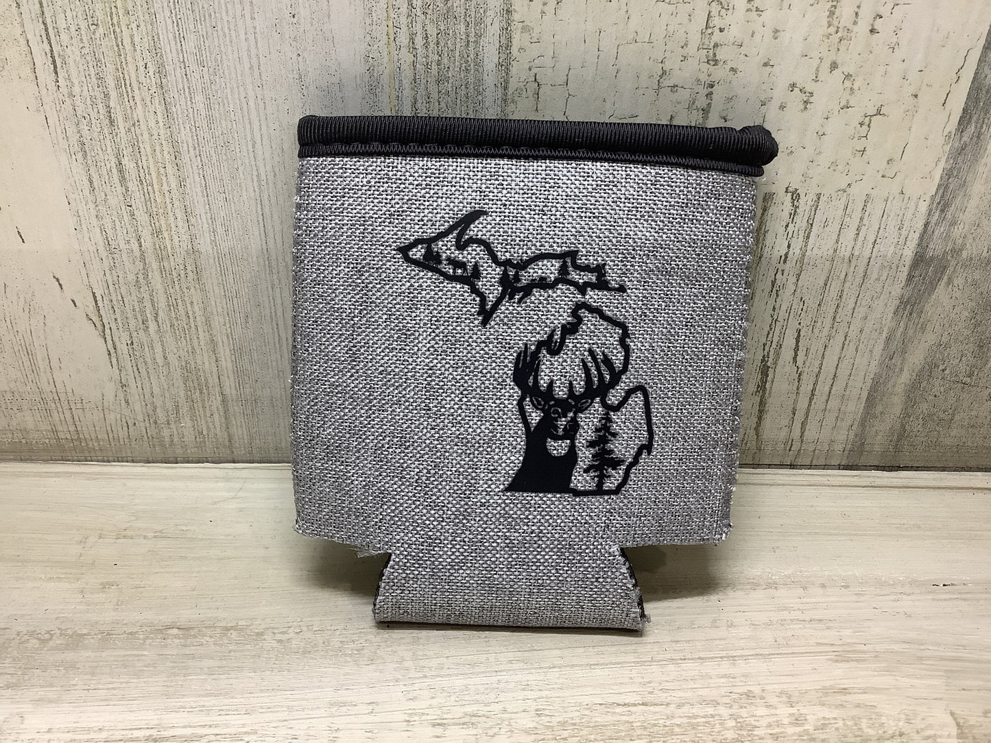 Deer Outline - Michigan - Heather Gray Koozie