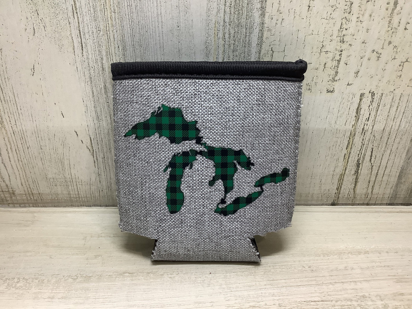 Green Plaid - Great Lakes - Heather Gray Koozie
