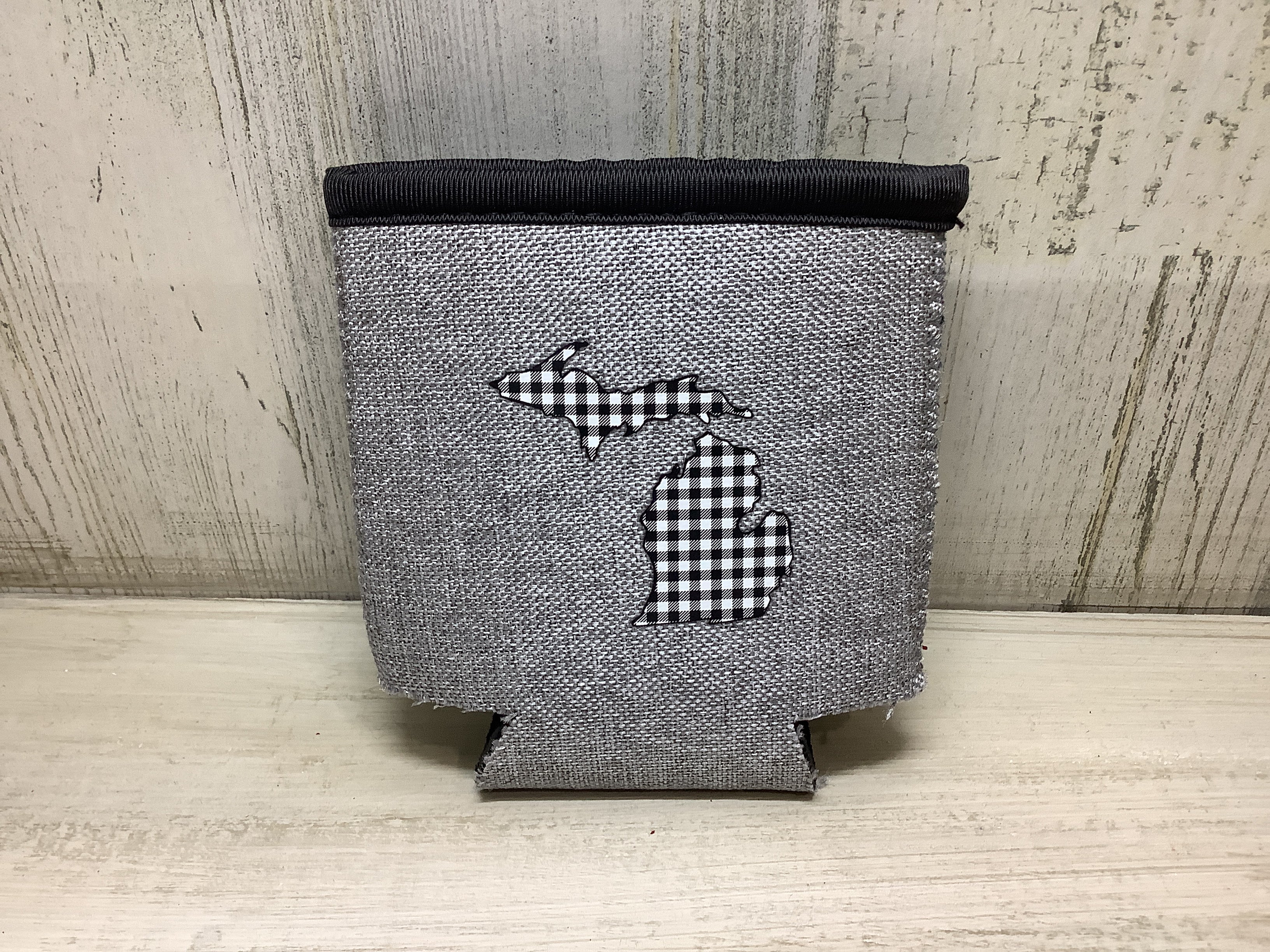 Checker Plaid - Michigan - Heather Gray Koozie