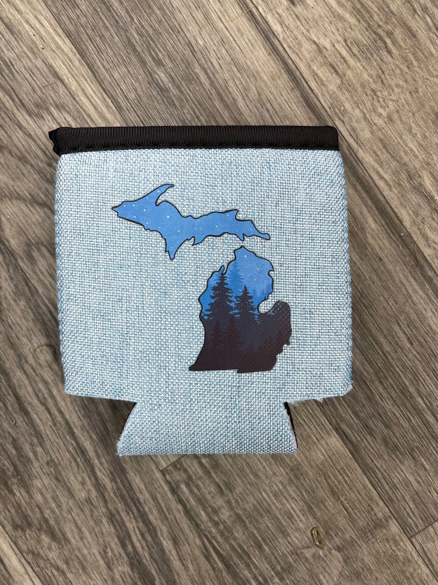 Night Pines - Michigan - Heather Blue Koozie